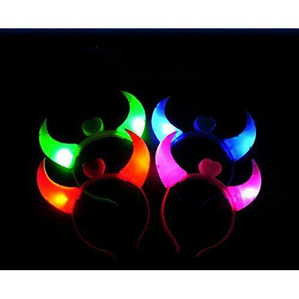 7 Colors LED Devil Horn Light Up Headband Flashing Horn Halloween Party Decor